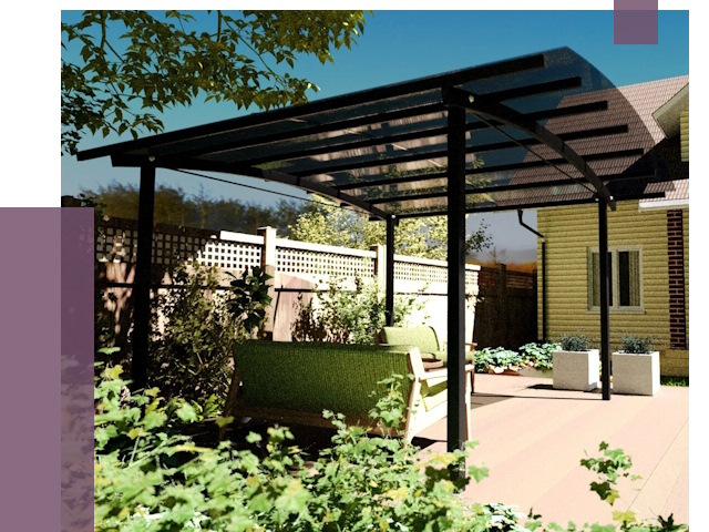 Навесы для террасы в Отрадном от 13859 руб. под ключ | ПРОЛЁТ-Трд