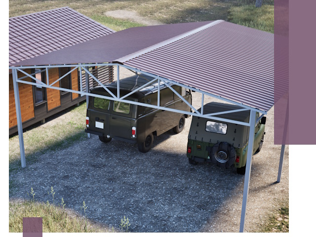 Двускатные навесы под ключ в Отрадном — изготовление и монтаж